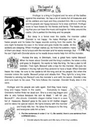 English Worksheet: The legend of Beowulf