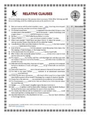 English Worksheet: The Hunger Games Relative Clause Practice