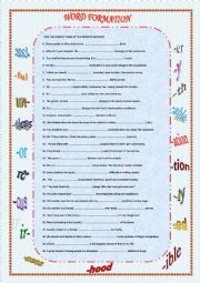 English Worksheet: WORD FORMATION : PREFIXES AND SUFFIXES