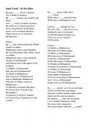 English Worksheet: Sami Yusuf - Al-Muallim