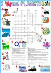 I love my planet 3 Crossword - Environmental vocabulary + KEY