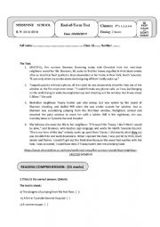English Worksheet: 1st form end term test 1