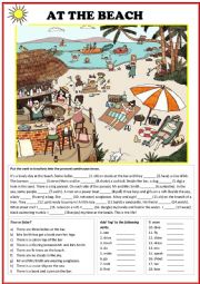 English Worksheet: Picture description: at the beach