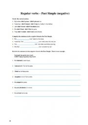 English Worksheet: Regular verbs Past Simple negative
