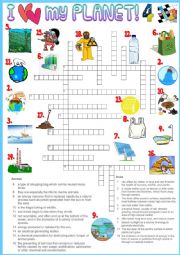 I love my planet 4 Crossword - Environmental vocabulary + KEY
