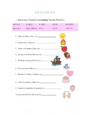 English Worksheet: ANALOGIES