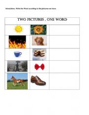 English Worksheet: Two pictures , One word