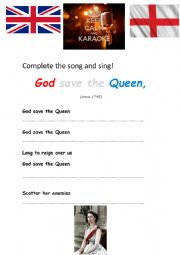 English Worksheet: god save the queen