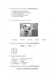 English Worksheet: English test - PRESENT SIMPLE, SIMPLE PAST, QUANTIFIERS