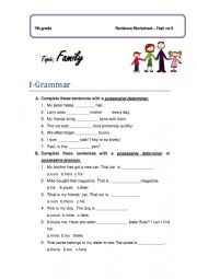 English Worksheet: My family