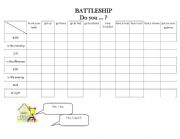 English Worksheet: Routine battleship