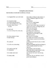 English Worksheet: Money Idioms