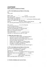 English Worksheet: Eastside - Song Exercise