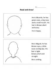 English Worksheet: Read and draw