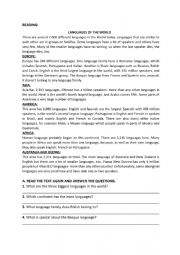 KET  Preparation Worksheet- Mixed Exercises and A Reading Text