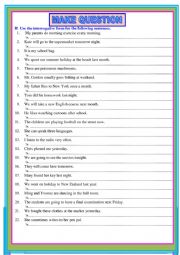 English Worksheet: Make question