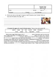 English Worksheet: test 10th grade teens problems