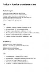 English Worksheet: Active Voice Passive Voice Transformation