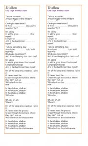 English Worksheet: Shallow