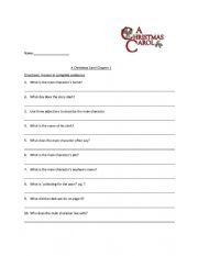 English Worksheet: Christmas Carol - Shortened Version ESL Chapter 1-5 - QUIZES