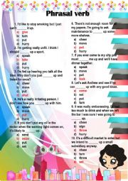 English Worksheet: phrasal verb