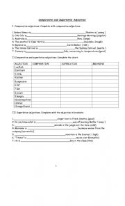 English Worksheet: comparative and superlative handout