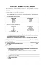 English Worksheet: Formal and informal ways of comparison 