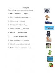 English Worksheet: ANALOGIES WITH IMAGES