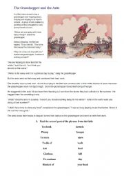 English Worksheet: The grasshopper and the Ant (fable anf arter reading activities) 