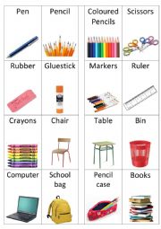 Classroom objects file folder game