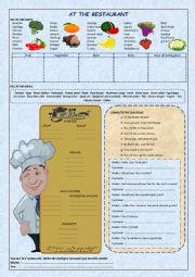English Worksheet: AT THE RESTAURANT
