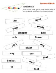 English Worksheet: Compound Words Activity