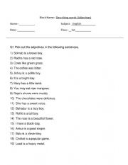 Adjectives worksheet