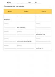 English Worksheet: Past simple