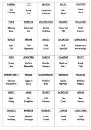 English Worksheet: Taboo for A2 level students