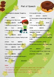 English Worksheet: part of speech