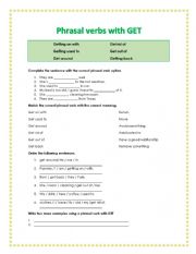 English Worksheet: Phrasal verbs with GET