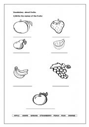 English Worksheet: Vocabulary :Fruit