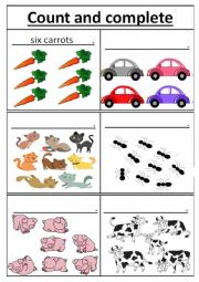 English Worksheet: Count and complete