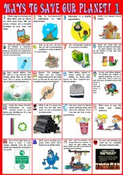 English Worksheet: Ways you can save the planet 1 - Poster - Reading - Debating