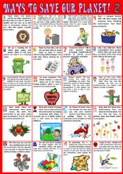 English Worksheet: Ways you can save the planet 2 - Poster - Reading - Debating