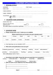 English Worksheet: APPLICATION FORM