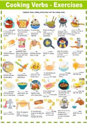 English Worksheet: Cooking Verbs Exercises