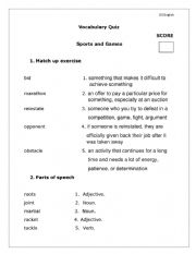 vocab quiz about sports