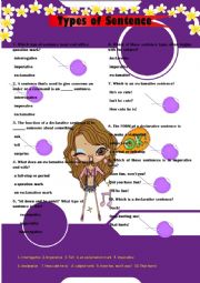 English Worksheet: type of sentence
