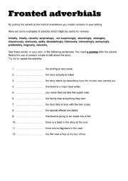 English Worksheet: Fronted adverbials for writing reviews FCE CAE CPE