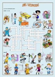English Worksheet: JOBS AND OCCUPATIONS : A CROSSWORD PUZZLE