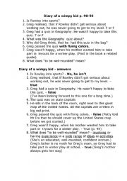 English Worksheet: Diary of a wimpy kid pages 90-95