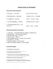 English Worksheet: Prepositions of movement with basic sentences