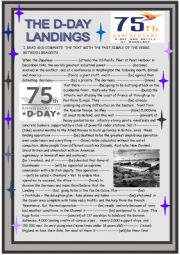 English Worksheet: D-Day landing 75th anniversary : past simple